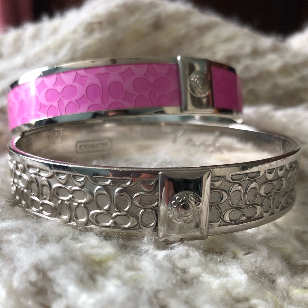 Coach signature bangles silver and pink